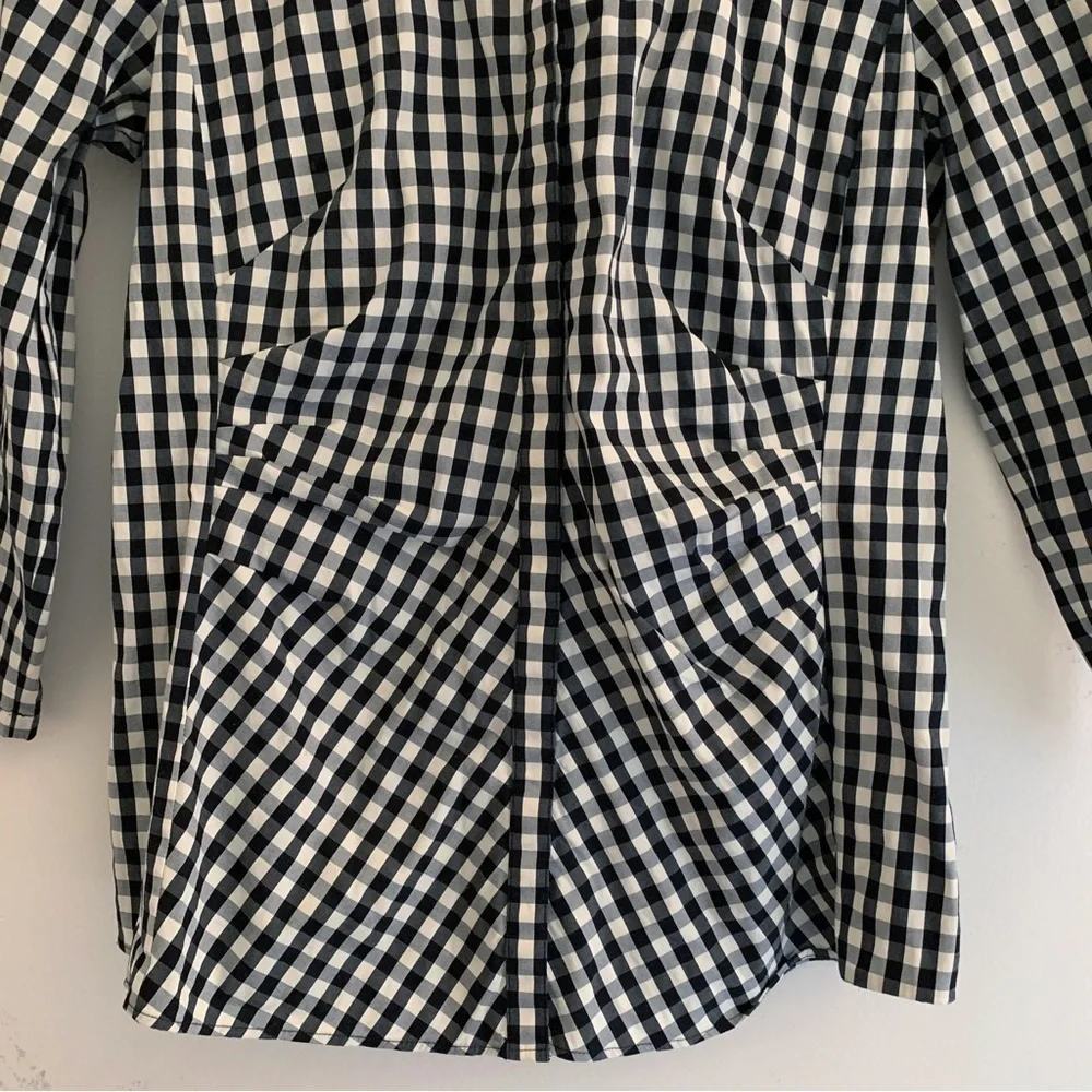 Lafayette 148 Leigh Gingham Poplin Button Front Shirt Sz 6 Classic Preppy - Picture 4 of 8